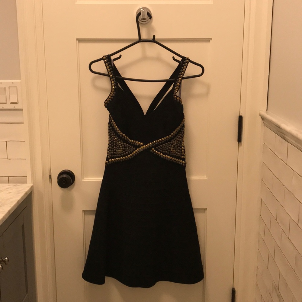 Black Herve Leger cocktail dress